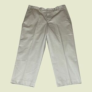 LL Bean Mens Khaki Chino Pants Comfort Waist 100% Formal Casual Cotton Tan 38x28